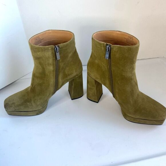 Jessica Simpson Womens 7.5 Kaiyah Platform Fatigue Green Suede Bootie Heeled Boo - Picture 4 of 12